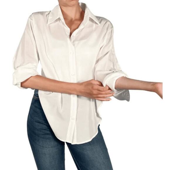 Pookie & Sebastian Button Down Shirt White Size Medium - Picture 12 of 12